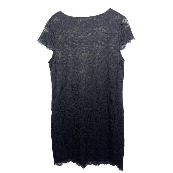 Daisy Fuentes Women’s Large Black Lace Sheath Dress Short Sleeve V Neck - Picture 2 of 10